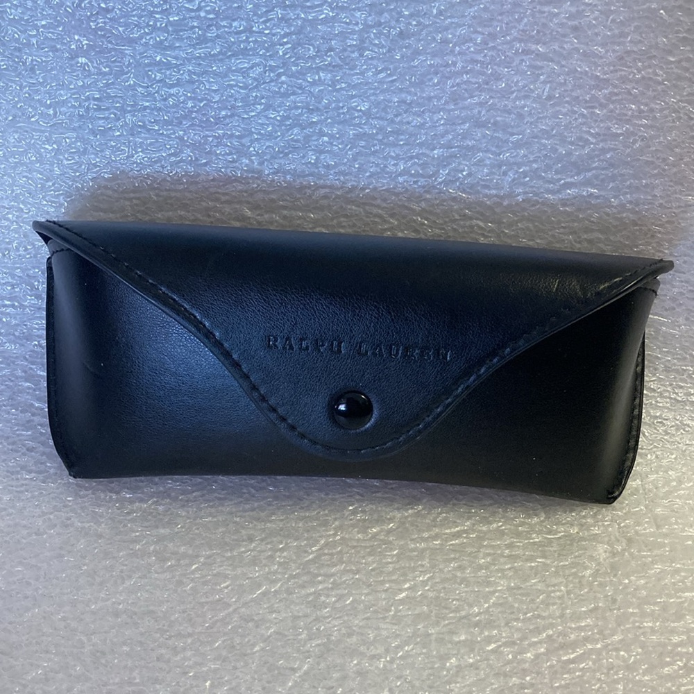 Ralph Lauren Black Sunglasses Case Semi-Hard Black Leather Snap